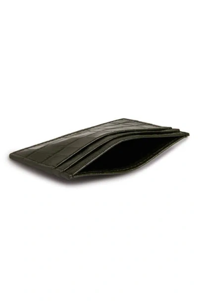 Strathberry Croc Embossed Leather Card Case In Green