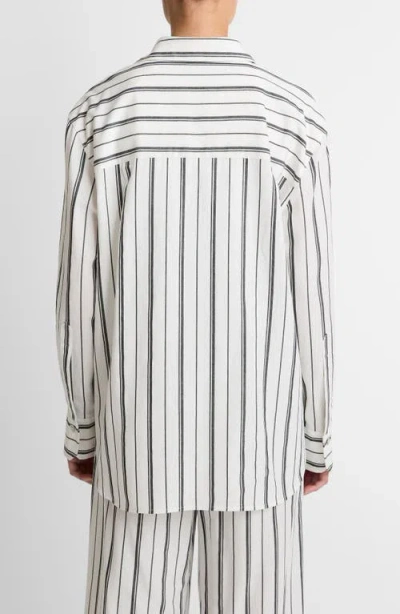 Vince Stripe Oversize Button-up Shirt In White