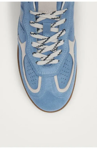 Alohas Light Blue Suede Sneakers With Cream Accents And Contrast Details