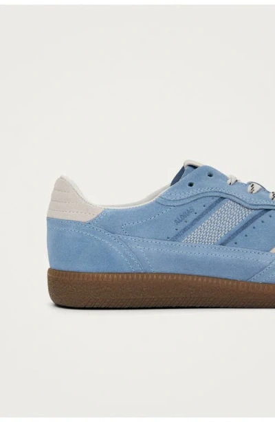 Alohas Light Blue Suede Sneakers With Cream Accents And Contrast Details
