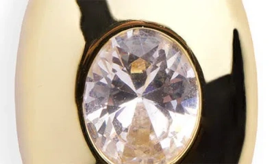 Argento Vivo Dome Oval Cubic Zirconia Stud Earring In Gold