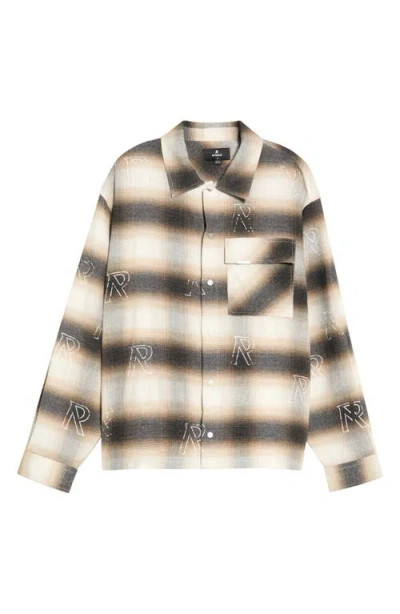 Represent Flannel Shirt With All-over Initials In Brown