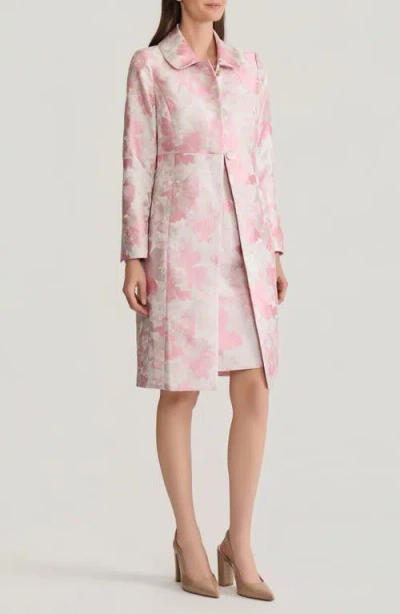 Kasper Floral Long Jacket In Pink