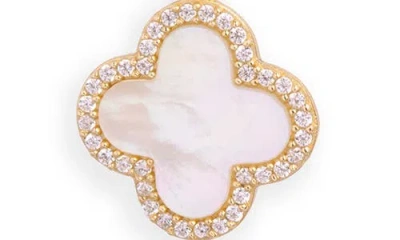 Argento Vivo Pavé Crystal & Mother Of Pearl Clover Pendant Necklace In Gold