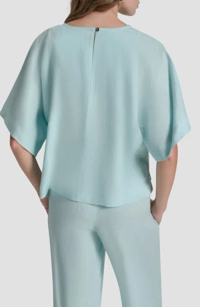 Dkny Drop Shoulder Boxy Linen Top In Blue