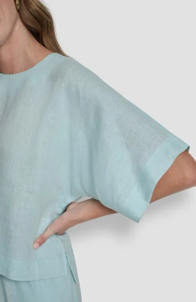 Dkny Drop Shoulder Boxy Linen Top In Blue