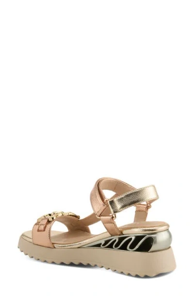 Azura By Spring Step Fabilosi Ankle Strap Wedge Sandal In Gold