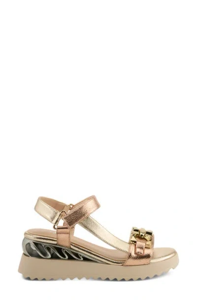 Azura By Spring Step Fabilosi Ankle Strap Wedge Sandal In Gold
