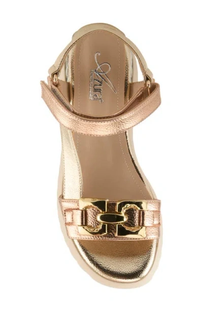 Azura By Spring Step Fabilosi Ankle Strap Wedge Sandal In Gold