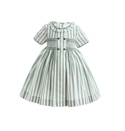 Tulleen Button-up Stripe Dress In Green