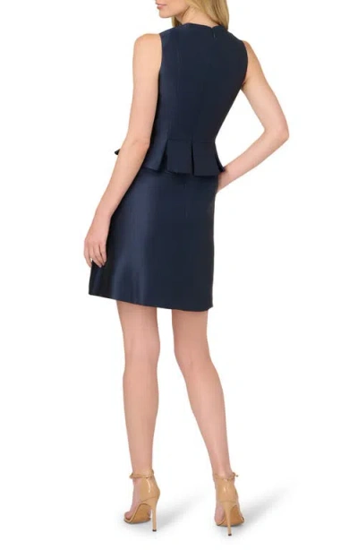 Adrianna Papell Sleeveless Mikado Peplum Short Dress In Midnight In Blue