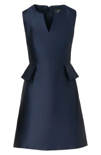 Adrianna Papell Sleeveless Mikado Peplum Short Dress In Midnight In Blue