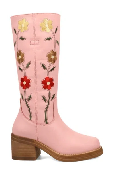 Dingo Bloom Embroidered Boot In Pink