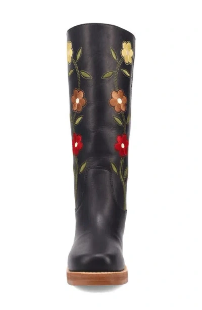 Dingo Bloom Embroidered Boot In Black