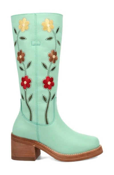Dingo Bloom Embroidered Boot In Green