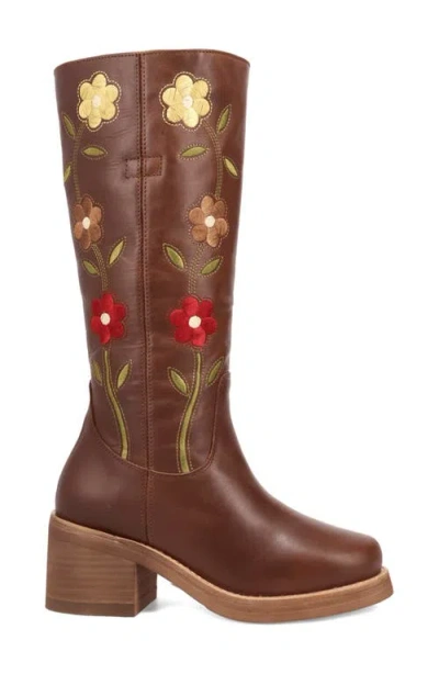 Dingo Bloom Embroidered Boot In Brown