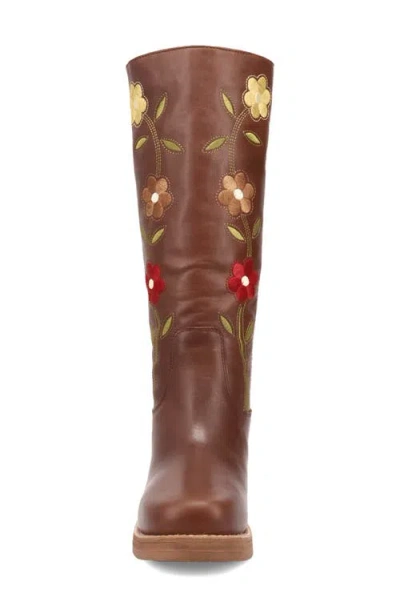 Dingo Bloom Embroidered Boot In Brown