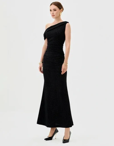 Bariano Thaliah Drape Off Shoulder Maxi In Black