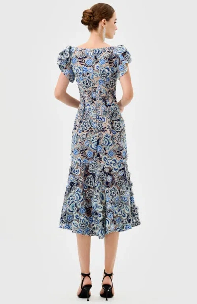 Bariano Peri Flutter Sleeve Midi In Blue