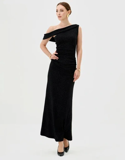 Bariano Thaliah Drape Off Shoulder Maxi In Black