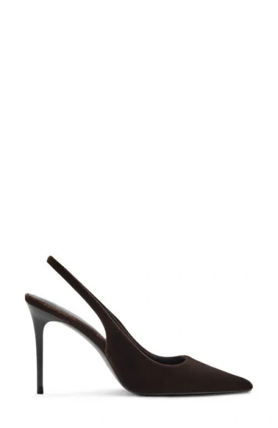 Mango Mica Pointed Toe Slingback Pump In Brown