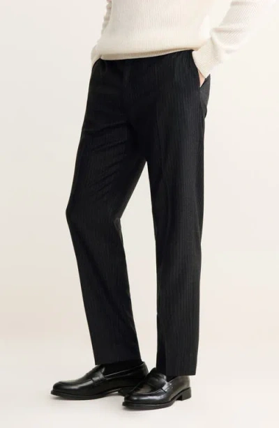 Mango Regular Fit Virgin Wool Pants In Black
