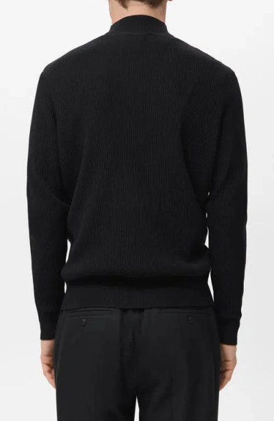 Mango Ribbed Turtleneck Sweater In Black