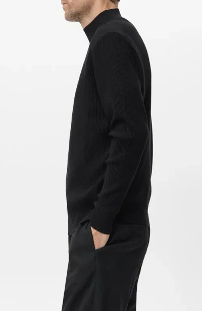 Mango Ribbed Turtleneck Sweater In Black