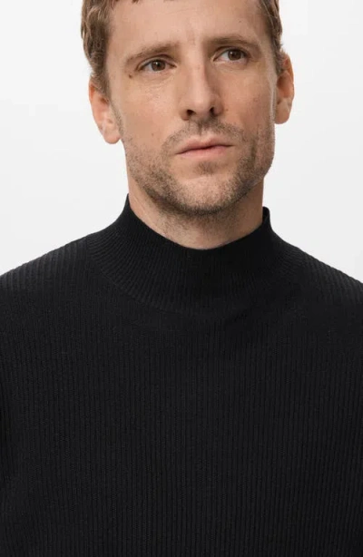 Mango Ribbed Turtleneck Sweater In Black