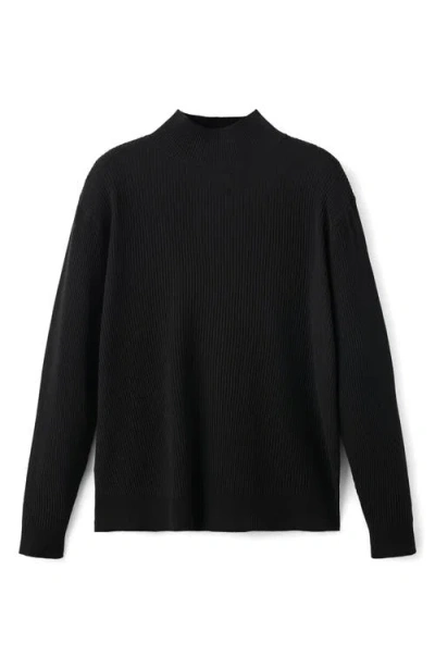 Mango Ribbed Turtleneck Sweater In Black