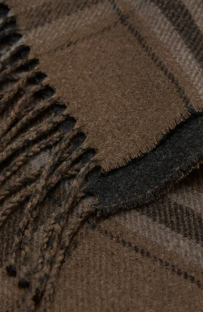 Mango Check Fringe Scarf In Brown