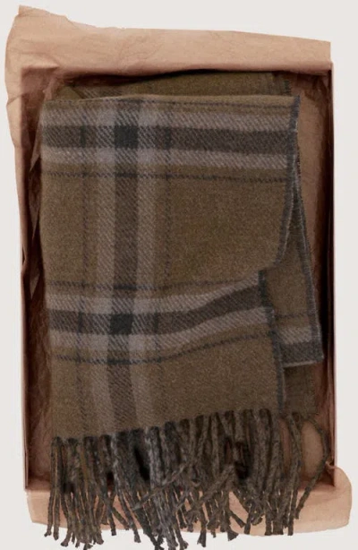 Mango Check Fringe Scarf In Brown