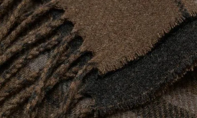 Mango Check Fringe Scarf In Brown