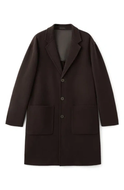 Mango Handmade Wool Blend Melton Overcoat In Burgundy