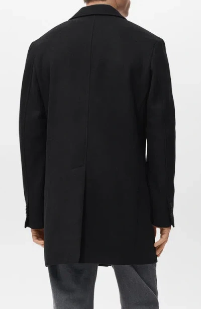 Mango Wool Blend Single Breasted Coat In Black