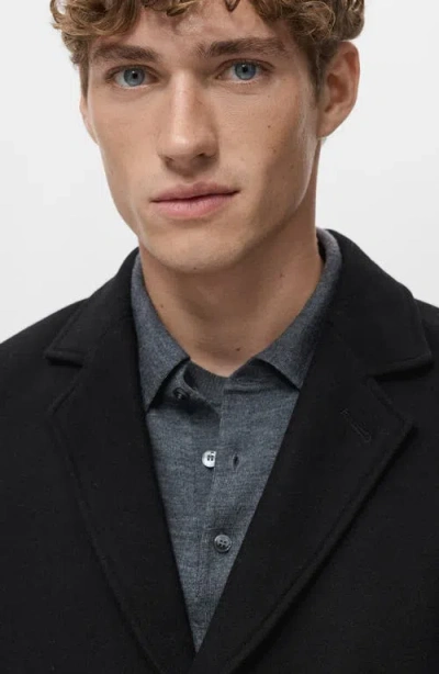 Mango Wool Blend Single Breasted Coat In Black