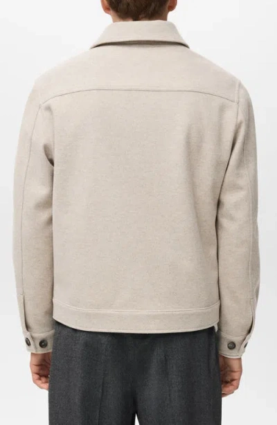 Mango Flannel Pocket Overshirt In Neutral