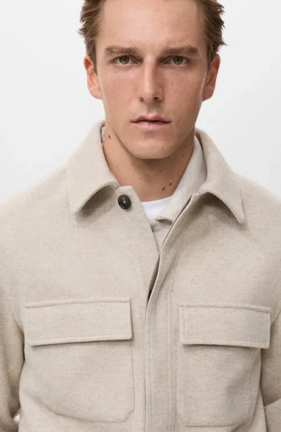 Mango Flannel Pocket Overshirt In Neutral