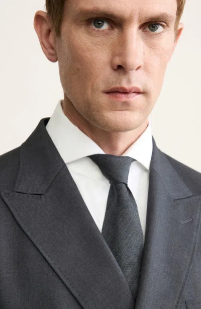 Mango Double Breasted Wool Jacket In Gray