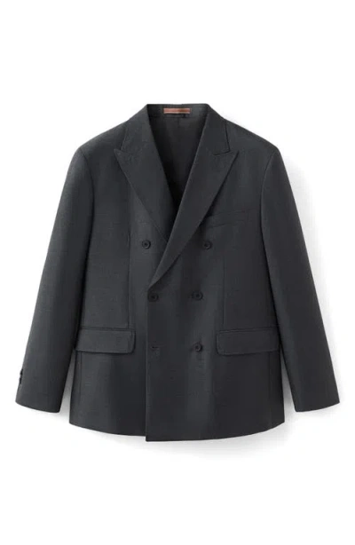 Mango Double Breasted Wool Jacket In Gray