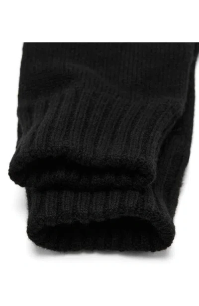Mango Two-tone Knit Gloves In Black