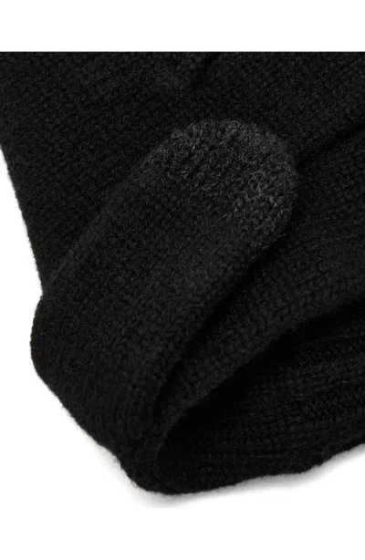 Mango Two-tone Knit Gloves In Black