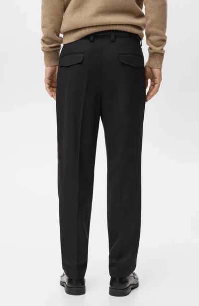 Mango Regular Fit Pleated Pants In Black