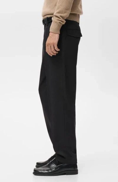 Mango Regular Fit Pleated Pants In Black