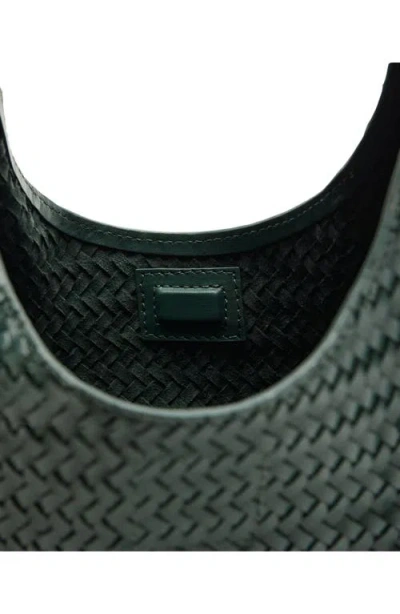 Mango Mini Braided Leather Bag In Green