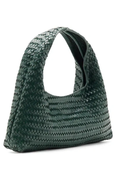 Mango Mini Braided Leather Bag In Green