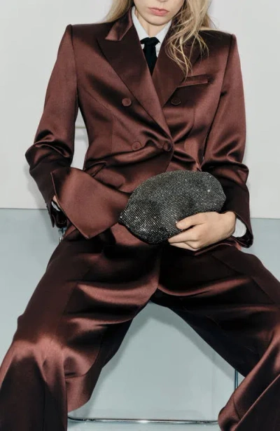 Mango Crystal Clutch In Silver