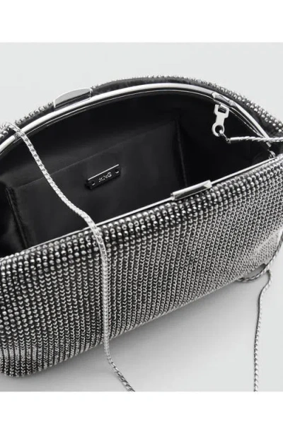 Mango Crystal Clutch In Silver