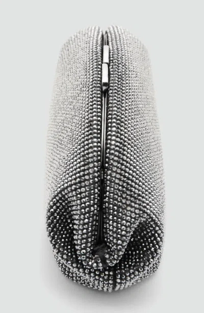 Mango Crystal Clutch In Silver