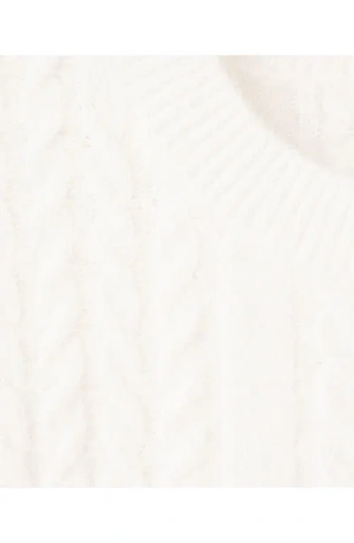 Mango Cable Stitch Crewneck Sweater In White